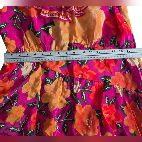 FARM Rio Pink and Orange Floral Mini Dress Size L Flowy - Picture 4 of 10